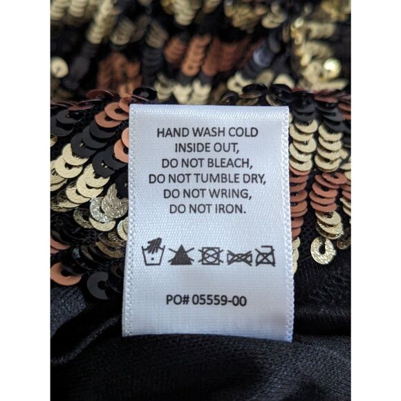 Show Me Your Mumu Eve Cheetah Sequin Top Black Gold Sparkly Party Blouse Small - Picture 7 of 8